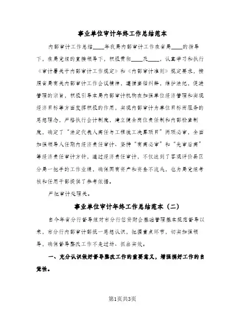 事业单位审计年终工作总结范本(二篇)