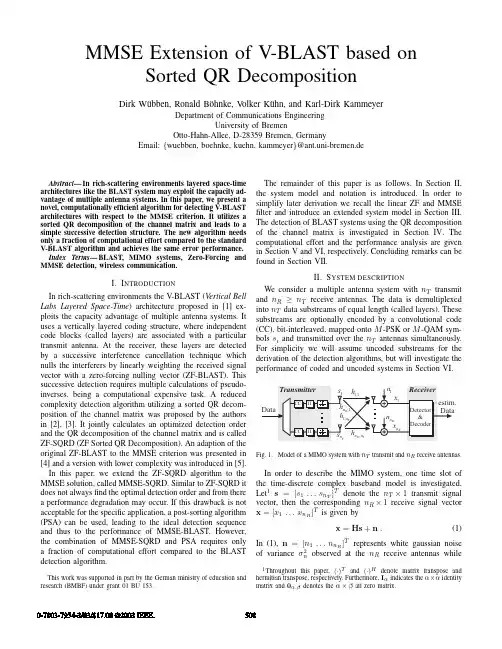MMSE Extension of V-BLAST Sorted QR Decompositionbased on
