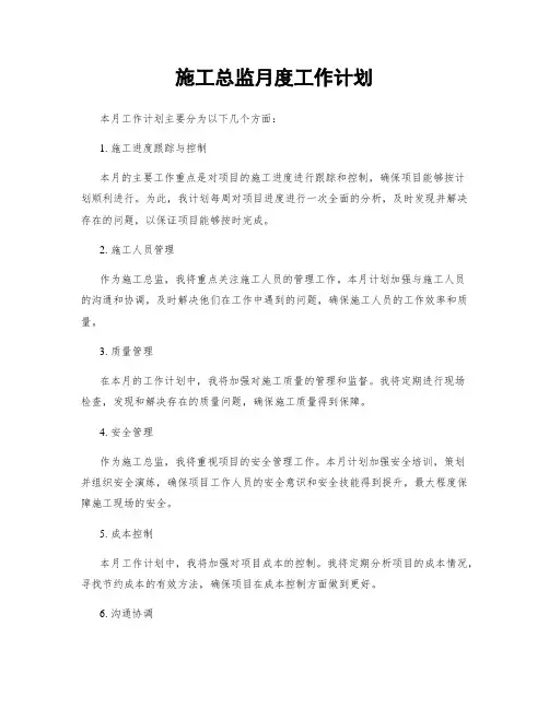 施工总监月度工作计划