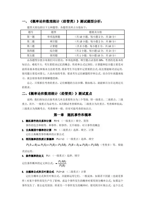 自考概率论与数理统计基础知识