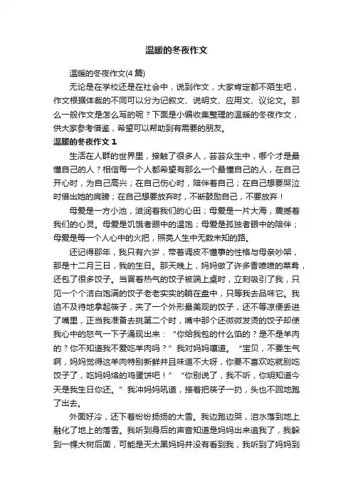 温暖的冬夜作文（4篇）