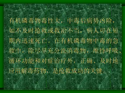 急性有机磷中毒解毒药物治疗近展1