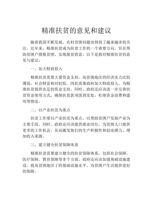 精准扶贫的意见和建议