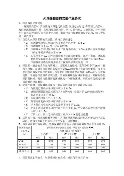 火灾探测器的安装作业要求