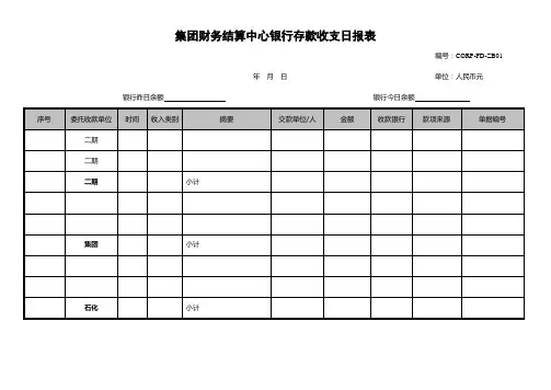 集团财务结算中心银行存款收支日报表