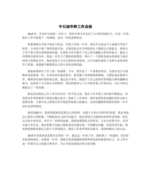 中石油年终工作总结
