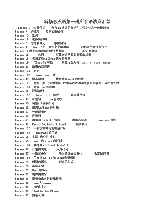 (完整版)新概念英语第一册所有语法点汇总)