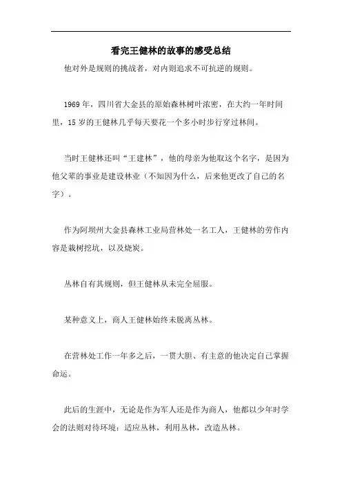 看完王健林的故事的感受总结