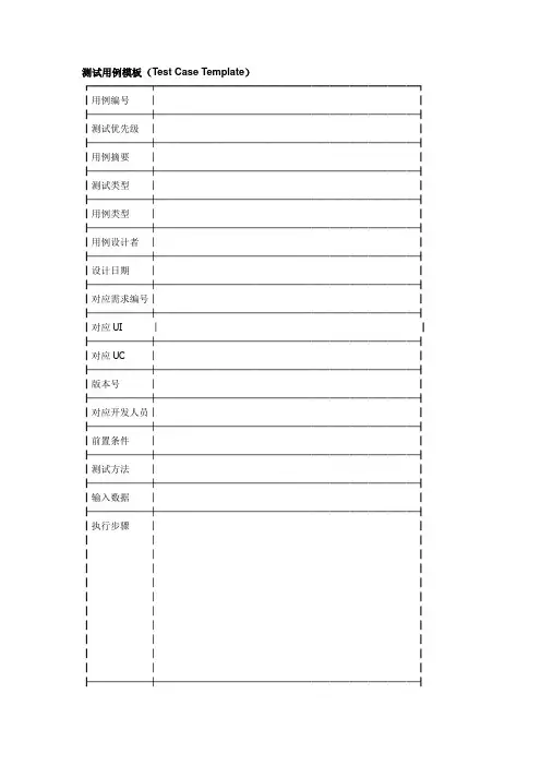 测试用例表格模板