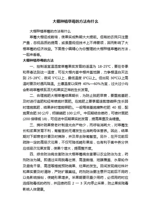 大棚种植草莓的方法有什么