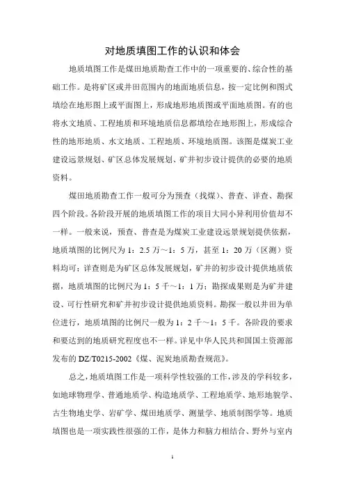 对地质填图工作的认识和体会