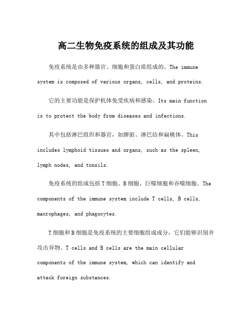 高二生物免疫系统的组成及其功能