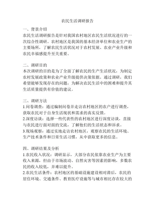 农民生活调研报告