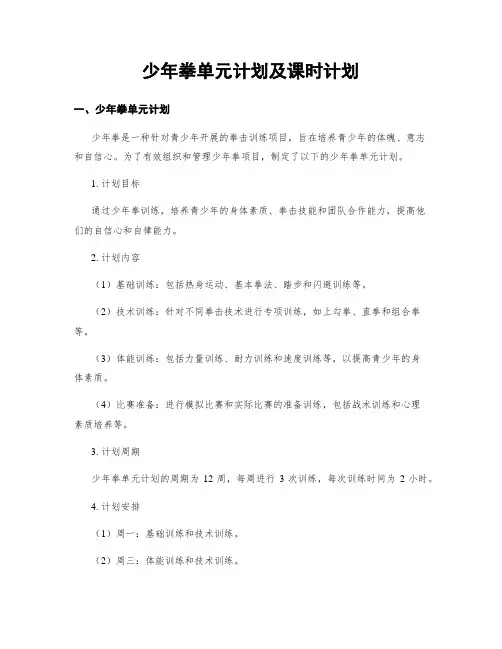 少年拳单元计划及课时计划