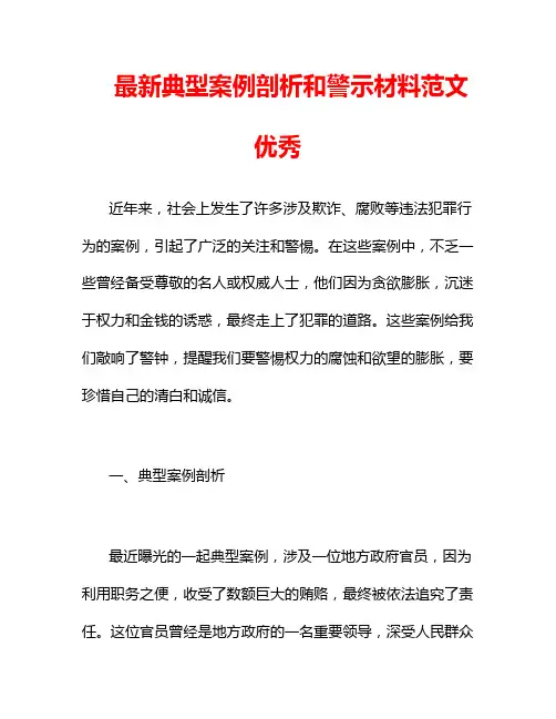 最新典型案例剖析和警示材料范文优秀