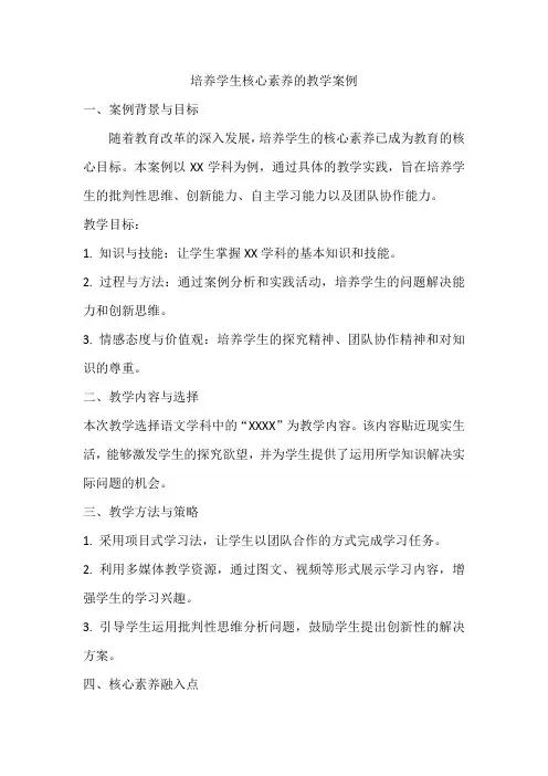 培养学生核心素养的教学案例