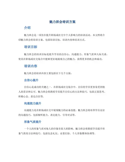 魅力班会培训方案