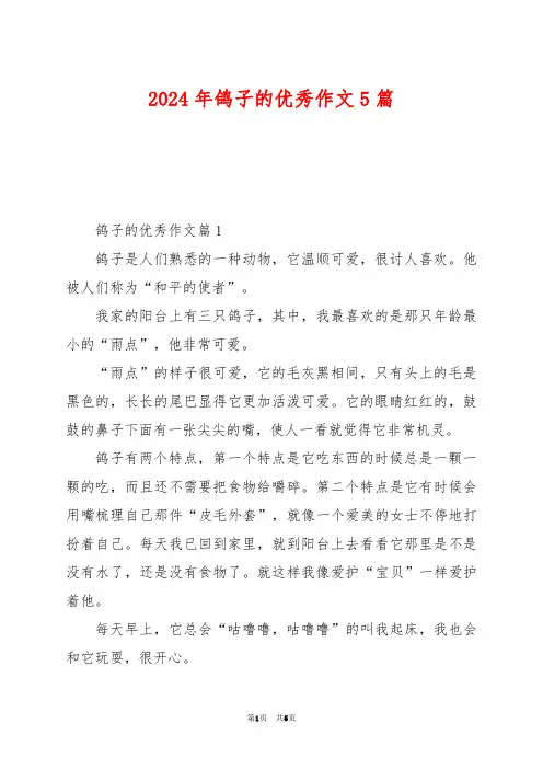 2024年鸽子的优秀作文5篇