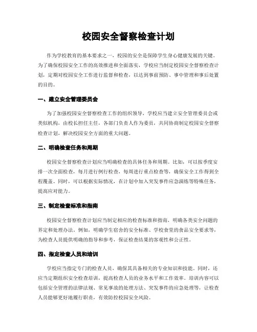 校园安全督察检查计划