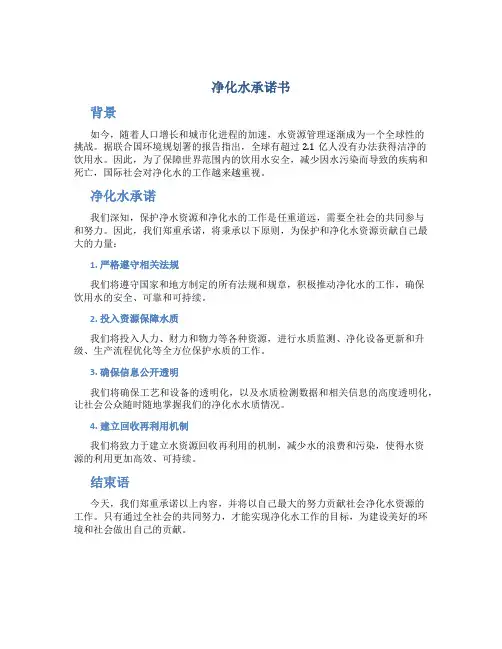 净化水承诺书