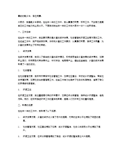 副乡长个人述职报告范文