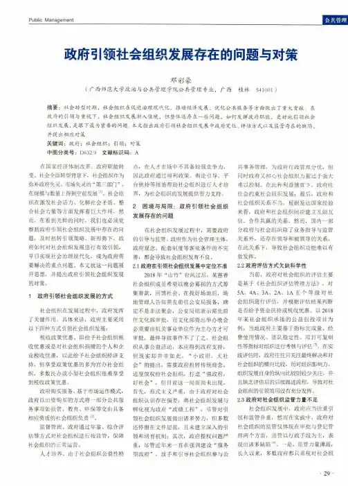 政府引领社会组织发展存在的问题与对策