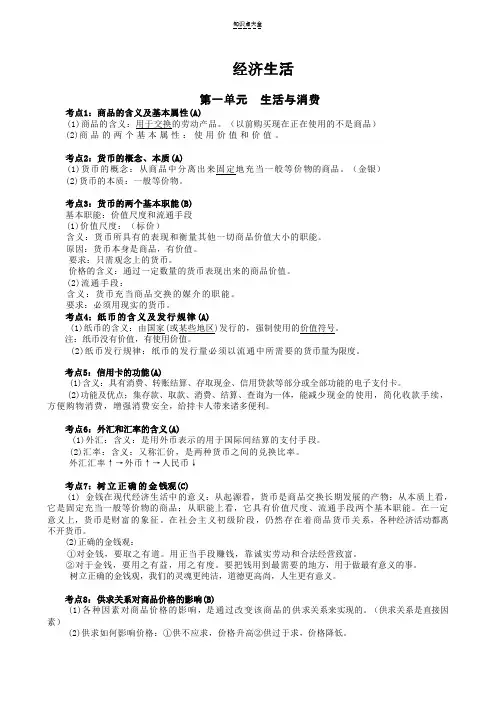 江苏政治学业水平测试必备知识点大全