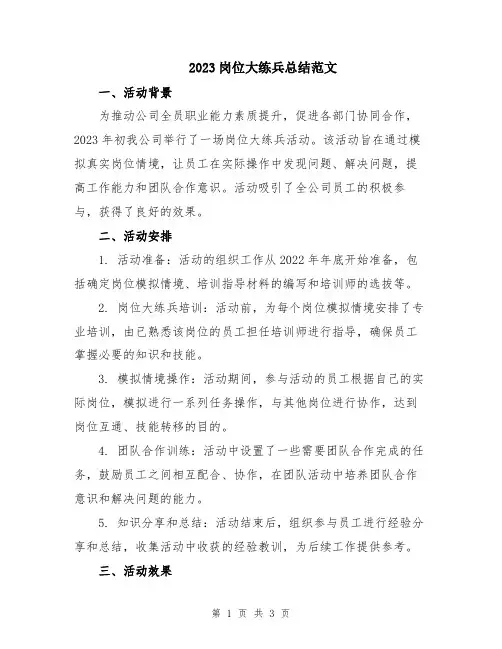 2023岗位大练兵总结范文