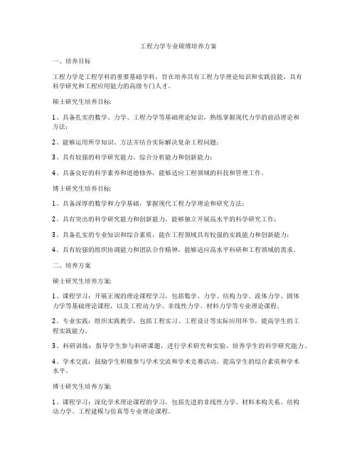 工程力学专业硕博培养方案