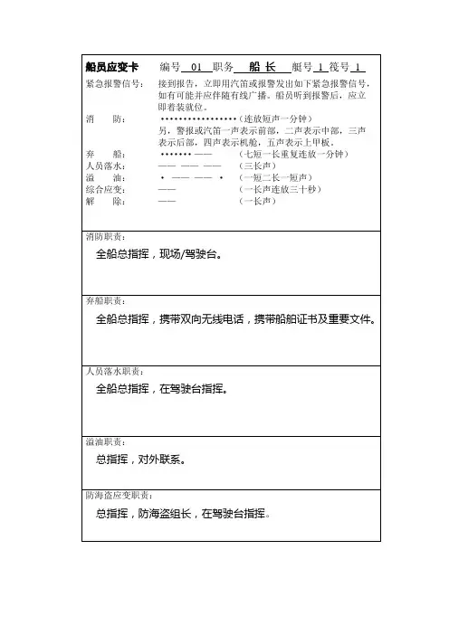 船员应变卡