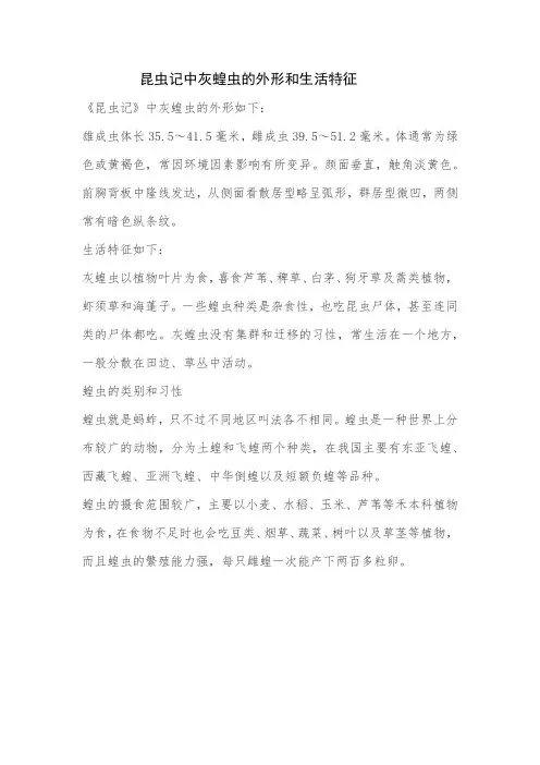 昆虫记中灰蝗虫的外形和生活特征
