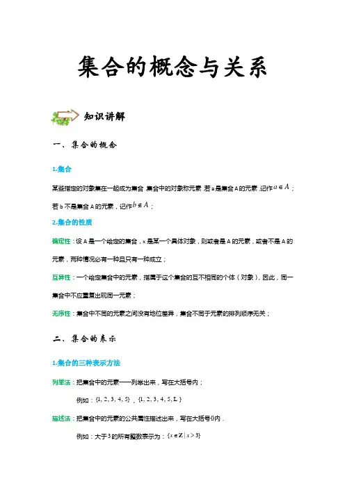 集合的概念及其关系 - 拔高难度 - 讲义