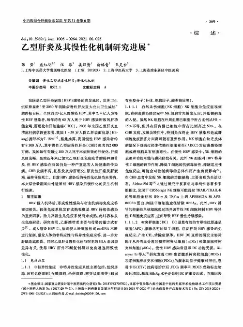 乙型肝炎及其慢性化机制研究进展