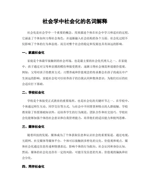 社会学中社会化的名词解释