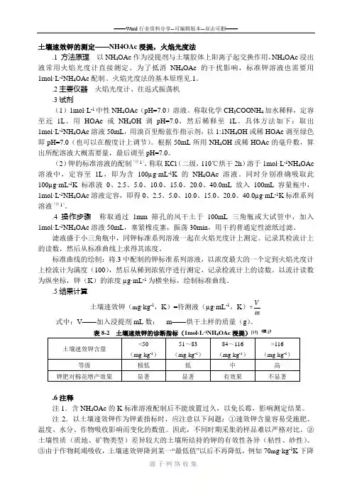 土壤速效钾的测定——NH4OAc浸提-火焰光度法