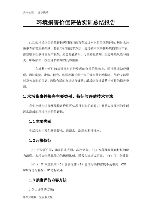 环境损害价值评估报告书