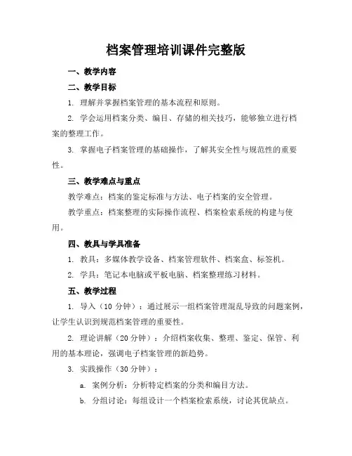 档案管理培训课件完整版
