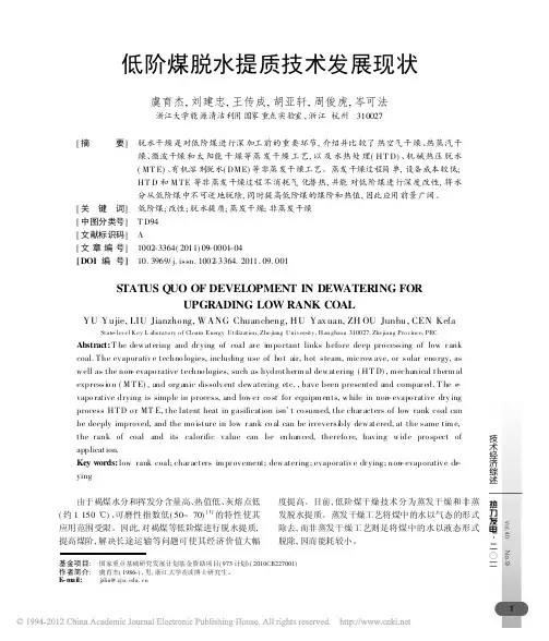 低阶煤脱水提质技术发展现状