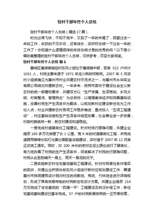 驻村干部年终个人总结（精选17篇）