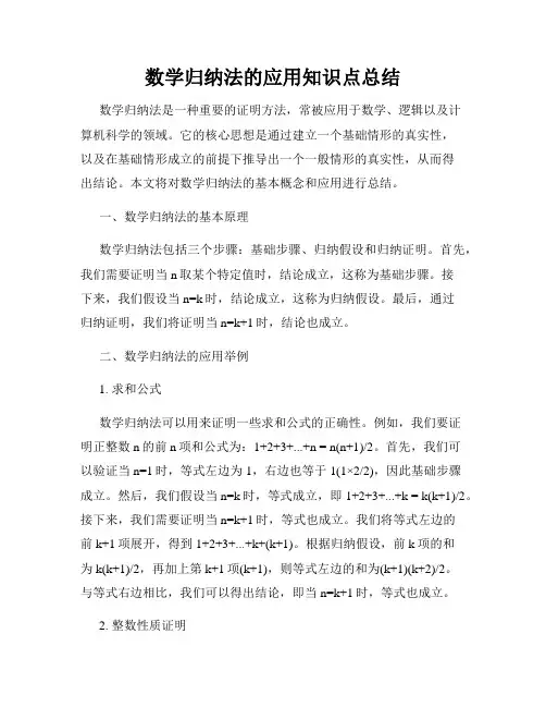 数学归纳法的应用知识点总结