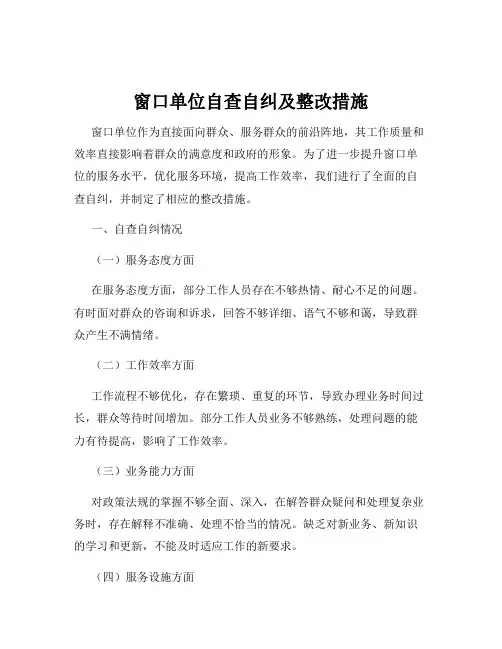 窗口单位自查自纠及整改措施