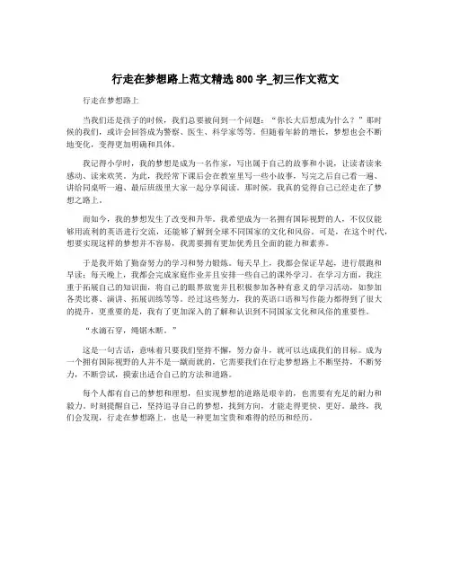 行走在梦想路上范文精选800字_初三作文范文