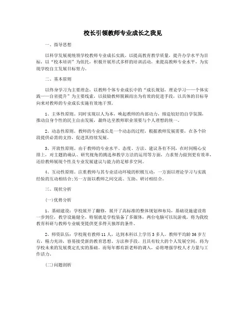 校长引领教师专业成长之我见