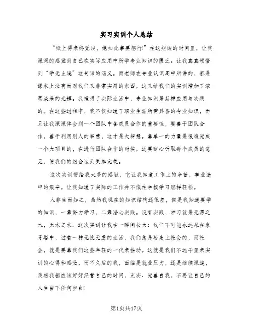 实习实训个人总结(9篇)