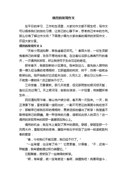偶然的发现作文精选10篇