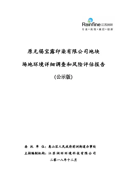 原无锡宝露印染有限公司地块场地环境详细调查和风险评估报告