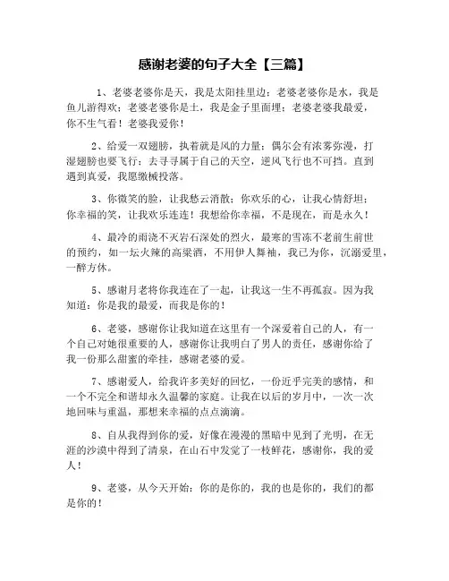 感谢老婆的句子大全【三篇】