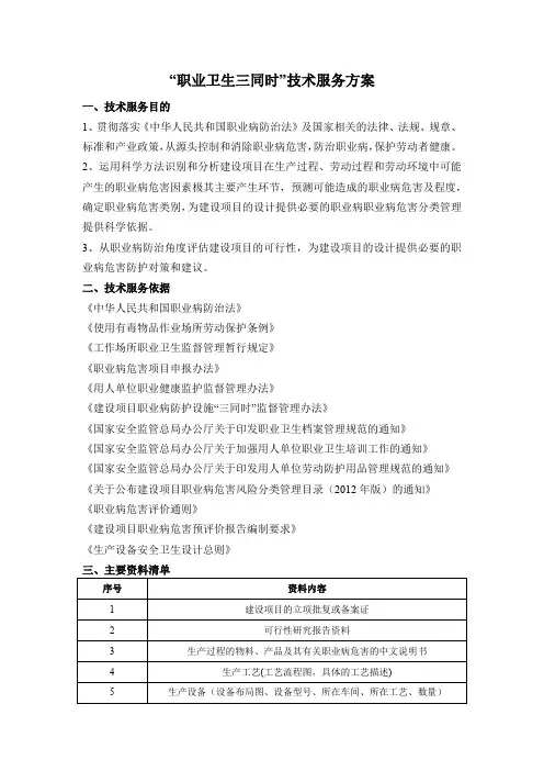 职业卫生三同时方案(1)