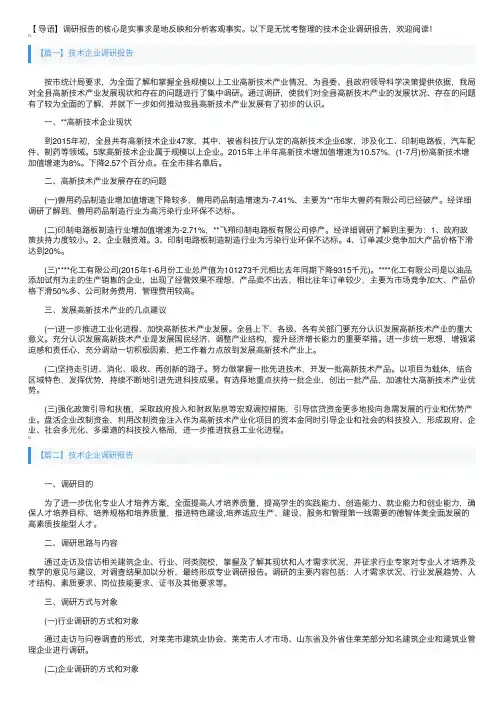 技术企业调研报告