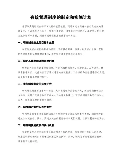 有效管理制度的制定和实施计划